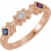 Accented Family Ring Mounting in 10 Karat Rose Gold for Square Stone