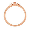 Accented Family Ring Mounting in 18 Karat Rose Gold for Straight baguette Stone