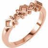 Accented Family Ring Mounting in 14 Karat Rose Gold for Square Stone