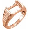 Emerald Bezel Set Ring Mounting in 10 Karat Rose Gold for Emerald cut Stone