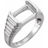 Emerald Bezel Set Ring Mounting in Platinum for Emerald cut Stone
