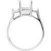 Baguette Accented Ring Mounting in 18 Karat White Gold for Emerald cut Stone