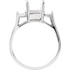Baguette Accented Ring Mounting in Sterling Silver for Emerald cut Stone