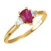 Three Stone Ring Mounting in 10 Karat White Gold for Pear Stone