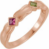 Engravable Family Ring Mounting in 18 Karat Rose Gold for Square Stone