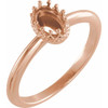Crown Cabochon Ring Mounting in 18 Karat Rose Gold for Oval Stone