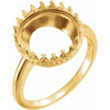 Crown Cabochon Ring Mounting in 18 Karat Yellow Gold for Round Stone