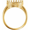 Crown Cabochon Ring Mounting in 18 Karat Yellow Gold for Round Stone