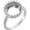 Crown Cabochon Ring Mounting in 18 Karat White Gold for Round Stone