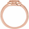 Beaded Cabochon Ring Mounting in 14 Karat Rose Gold for Round Stone