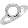 Beaded Cabochon Ring Mounting in 10 Karat White Gold for Round Stone
