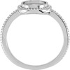 Beaded Cabochon Ring Mounting in 10 Karat White Gold for Round Stone