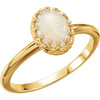 Crown Cabochon Ring Mounting in 18 Karat Yellow Gold for Oval Stone