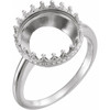 Crown Cabochon Ring Mounting in 10 Karat White Gold for Round Stone