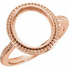 Beaded Cabochon Ring Mounting in 10 Karat Rose Gold for Oval Stone