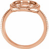 Beaded Cabochon Ring Mounting in 18 Karat Rose Gold for Oval Stone