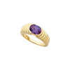 Bezel Set Grooved Ring Mounting in 10 Karat Rose Gold for Oval Stone