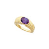 Bezel Set Grooved Ring Mounting in 18 Karat Yellow Gold for Oval Stone