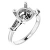 Three Stone Engagement Ring Mounting in 10 Karat White Gold for Round Stone