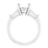 Three Stone Engagement Ring Mounting in 10 Karat White Gold for Round Stone