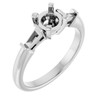 Three Stone Engagement Ring Mounting in Sterling Silver for Round Stone