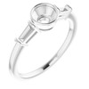 Accented Bezel Set Engagement Ring Mounting in Sterling Silver for Round Stone