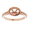 Halo Style Engagement Ring Mounting in 10 Karat Rose Gold for Oval Stone