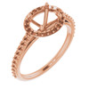 Halo Style Engagement Ring Mounting in 18 Karat Rose Gold for Oval Stone
