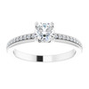 Accented Engagement Ring or Band Mounting in 18 Karat White Gold for Round Stone