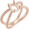 Criss Cross Cabochon Ring Mounting in 18 Karat Rose Gold for Oval Stone