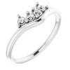 Family Stackable V Ring Mounting in 10 Karat White Gold for Round Stone