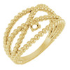 Family Beaded Criss Cross Ring Mounting in 18 Karat Yellow Gold for Round Stone