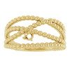 Family Beaded Criss Cross Ring Mounting in 18 Karat Yellow Gold for Round Stone