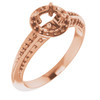 Halo Style Knife Edge Engagement Ring Mounting in 18 Karat Rose Gold for Round Stone