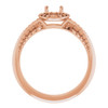 Halo Style Knife Edge Engagement Ring Mounting in 18 Karat Rose Gold for Round Stone