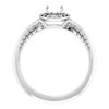 Halo Style Knife Edge Engagement Ring Mounting in 18 Karat White Gold for Round Stone