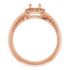 Halo Style Knife Edge Engagement Ring Mounting in 14 Karat Rose Gold for Round Stone