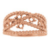 Family Beaded Criss Cross Ring Mounting in 18 Karat Rose Gold for Round Stone