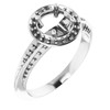 Halo Style Knife Edge Engagement Ring Mounting in 10 Karat White Gold for Round Stone