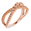 Family Criss Cross Ring Mounting in 10 Karat Rose Gold for Round Stone