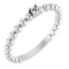 Family Beaded Ring Mounting in 10 Karat White Gold for Round Stone