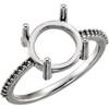 Accented Cabochon Ring Mounting in 10 Karat White Gold for Round Stone