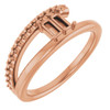 Family Negative Space Ring Mounting in 10 Karat Rose Gold for Straight baguette Stone