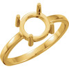 Cabochon Solitaire Ring Mounting in 18 Karat Yellow Gold for Round Stone