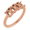 Family Rope Ring Mounting in 10 Karat Rose Gold for Oval Stone