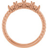 Family Rope Ring Mounting in 10 Karat Rose Gold for Oval Stone