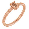 Family Rope Ring Mounting in 18 Karat Rose Gold for Oval Stone
