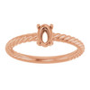 Family Rope Ring Mounting in 18 Karat Rose Gold for Oval Stone