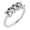 Family Rope Ring Mounting in 10 Karat White Gold for Oval Stone