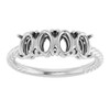 Family Rope Ring Mounting in 10 Karat White Gold for Oval Stone